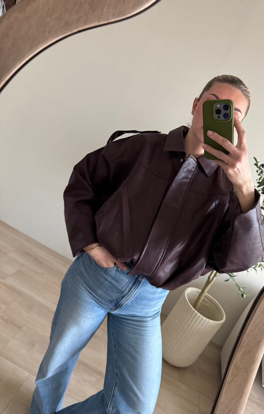FAUX LEATHER BOMBER JACKET